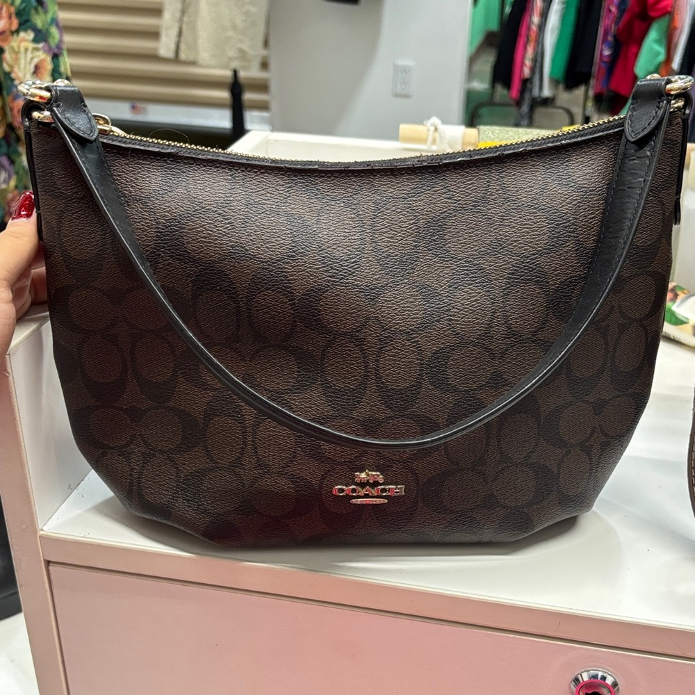 Coach Dark Brown Signature Shoulder Bag